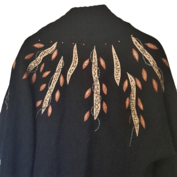 Vintage cardigan sweater coat jacket mohair blend with beading & applique M - Picture 4 of 8